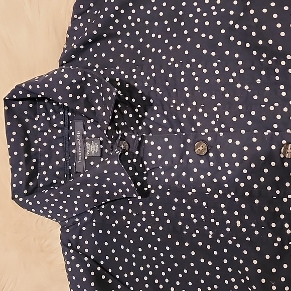 Tommy Hilfiger Short Sleeve Tapered Navy Polka Dot Top, Pre-loved in EUC - Picture 3 of 12